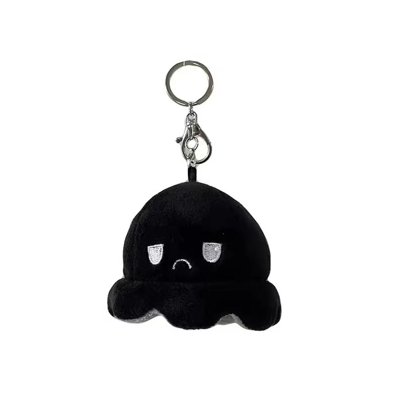 Cute flip change face small octopus pendant schoolbag couple keychain plush charm flip octopus bag accessories couple gift 5
