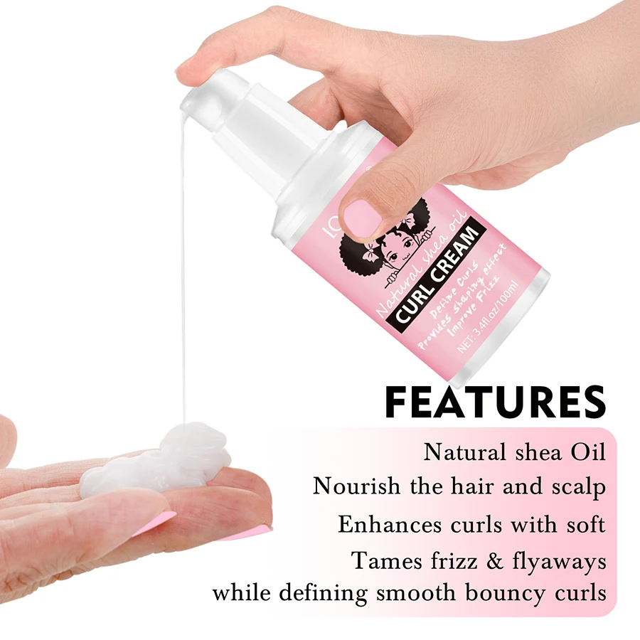 LOCKMIO Natural Curl Defining Cream Anti Frizz Serum for Wavy Curly 100ml Curls Moisturizing Styling Cream Octopus Shaping Comb