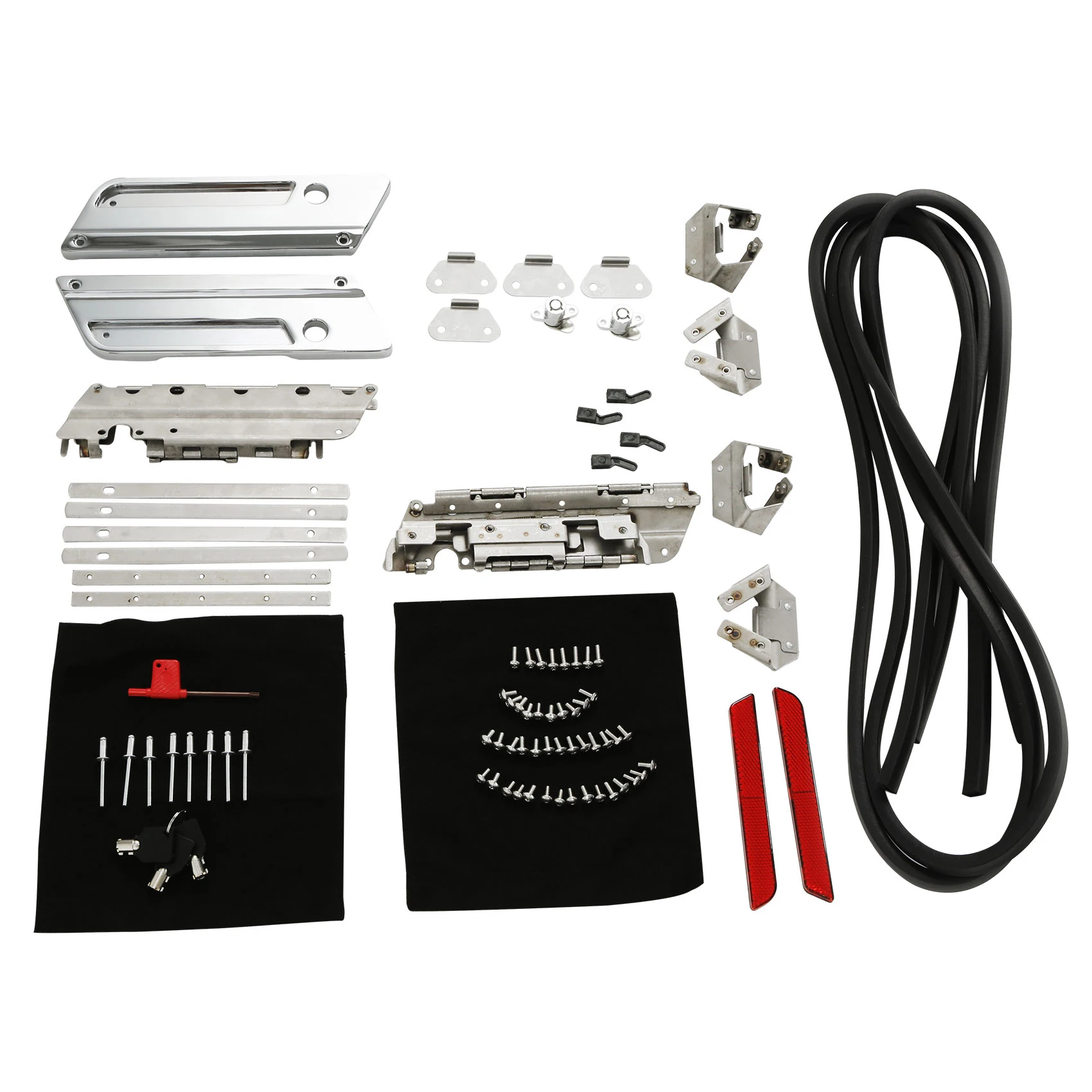 Coperture Esterne Per Cerniere Borse Laterali Moto MASO - Compatibili Con Harley Touring, Road Glide, Street Glide (2014-2023) - Fumé/Luci Rosse - 2