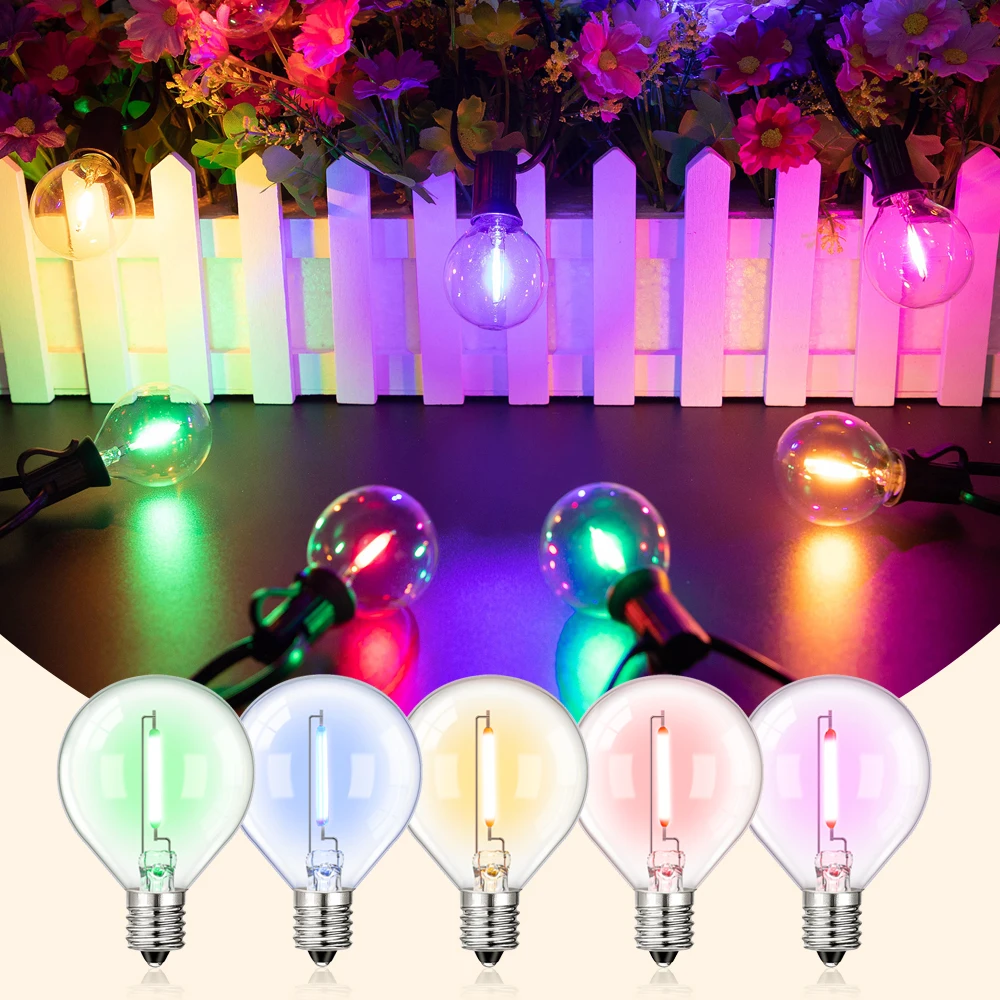G40 멀티 컬러 LED 전구, RGB 빈티지 웨딩 레트로 야외 정원 조명, 크리스마스 장식, 필라멘트 램프, 1W, E12, 110V, 220V