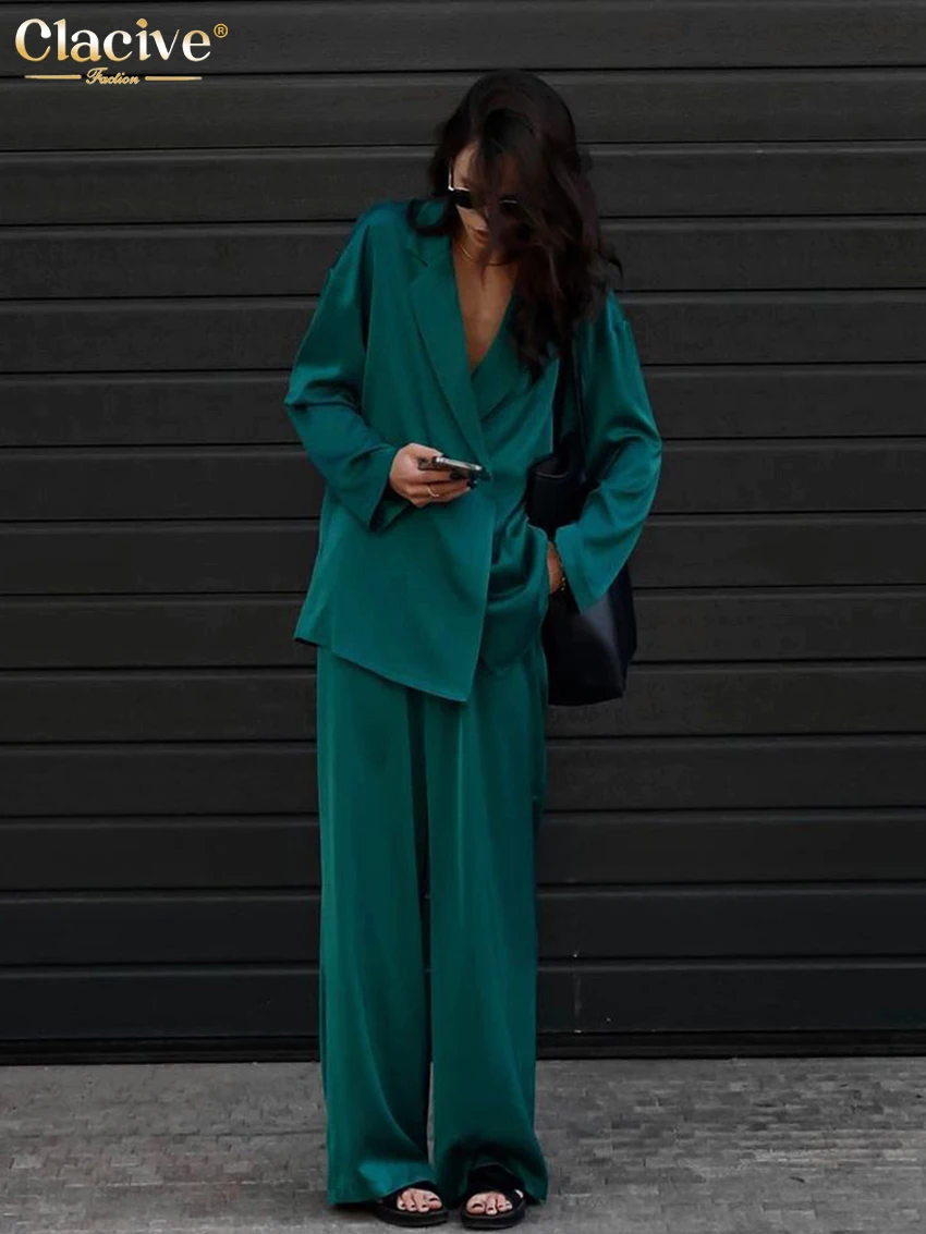 Tanio Clacive Fashion z długim rękawem Blazer zestawy dwuczęściowe damskie sklep