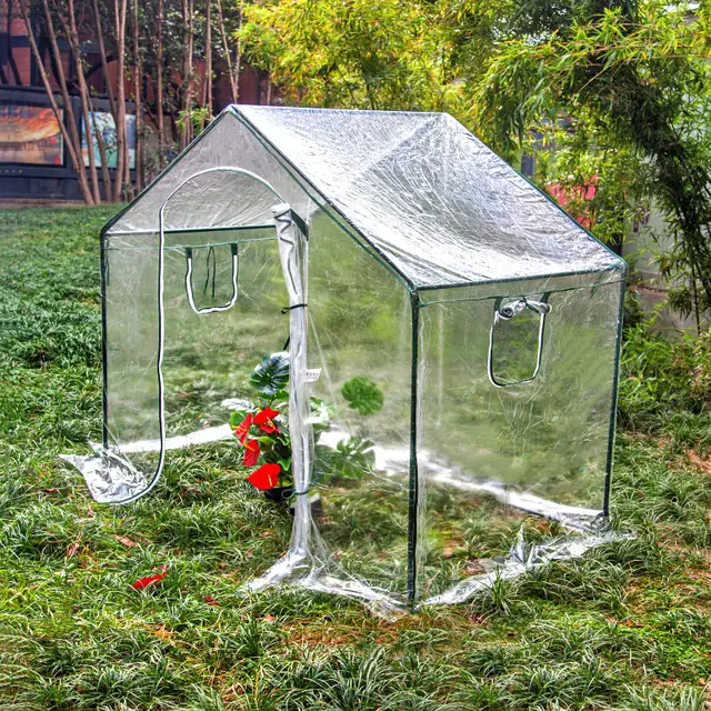 VOKANDA Agriculture Gardening Mini Greenhouse Vinyl House Mini Vegetable Greenhouse For Plants Flower Small Cover With Frame