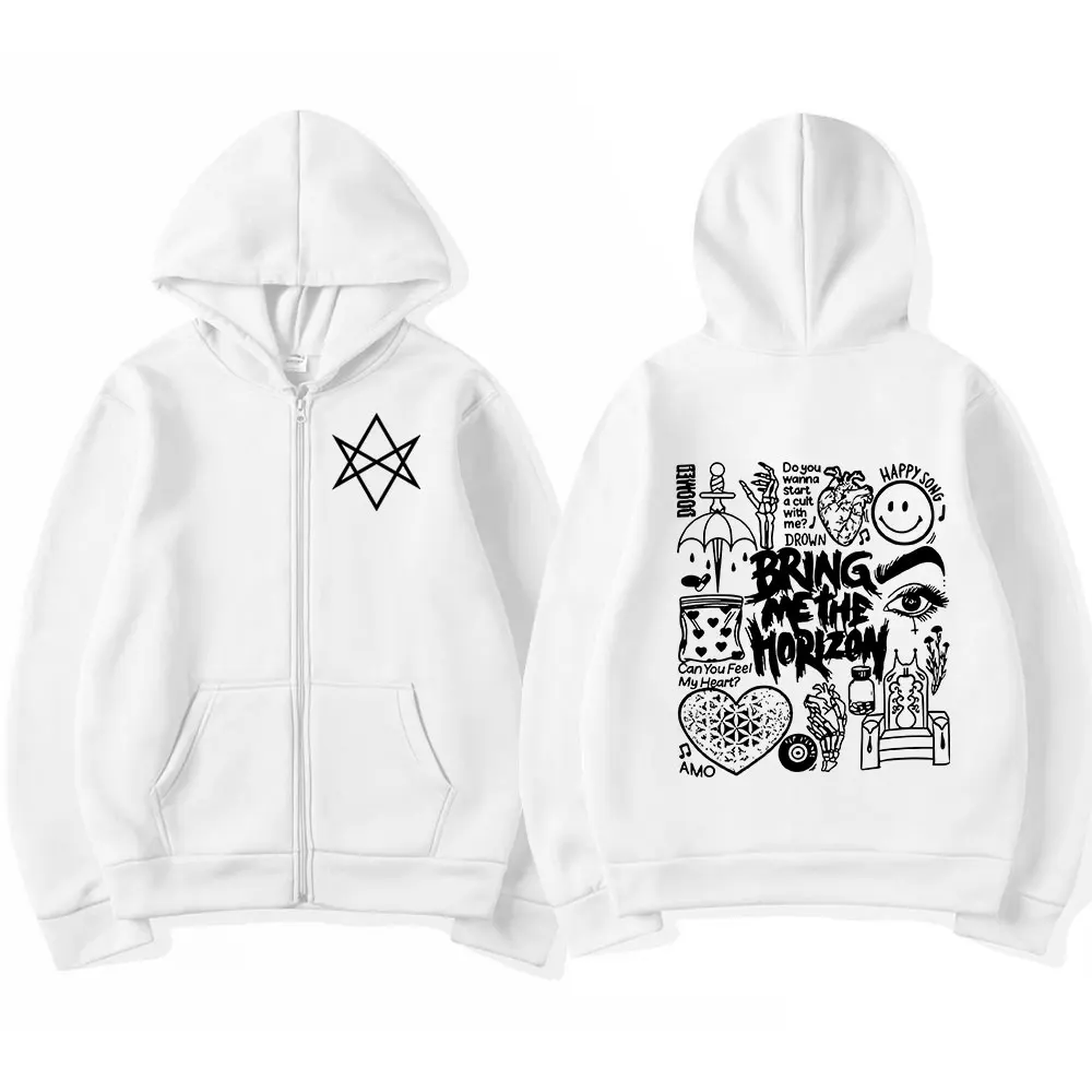 BringMe TheHorizon Zipper Hoodies BMTH Heavy Metal Rock Band Zip