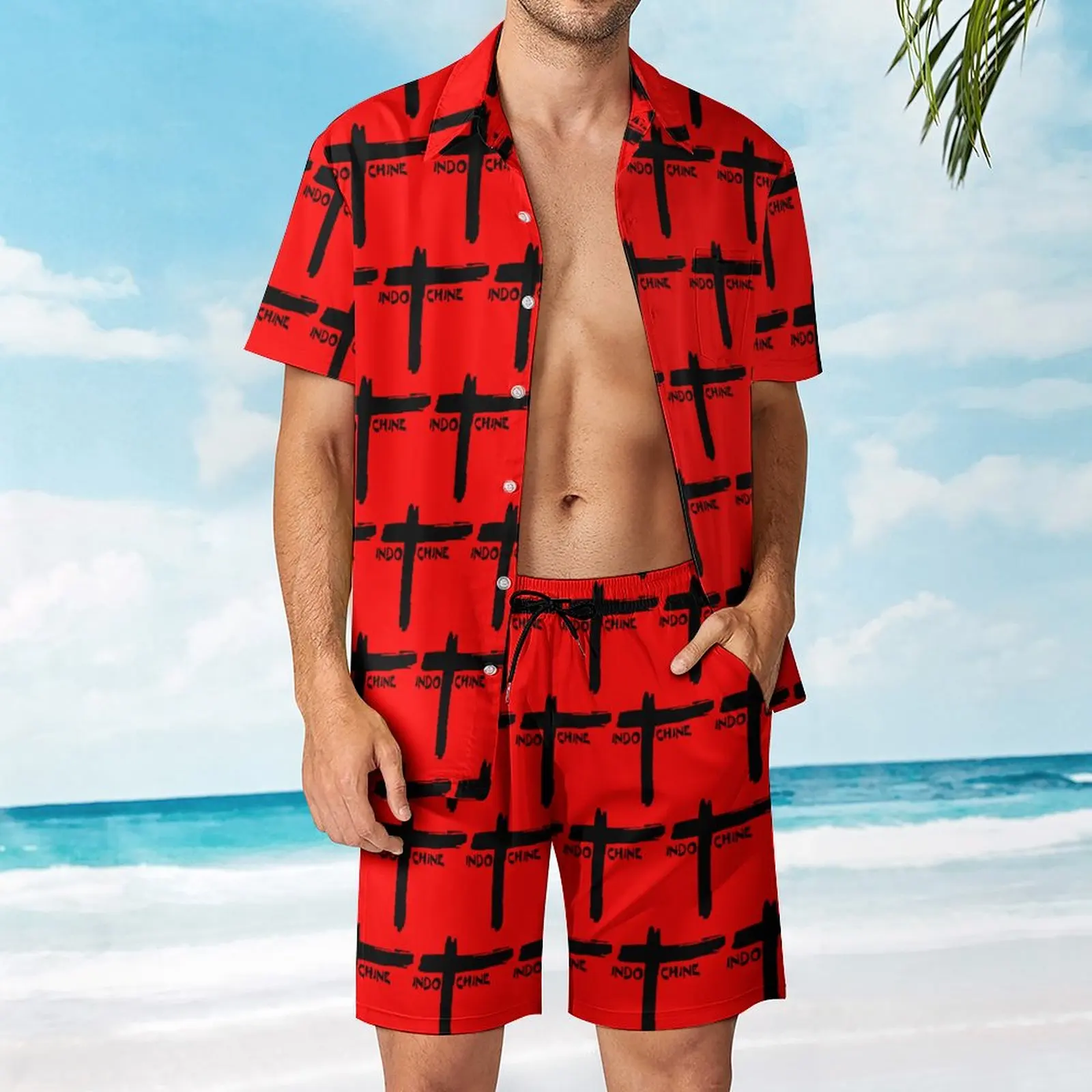 

Indochine Band Pop Rock Running Men's Beach Suit Hot Sale 2 Pieces Pantdress top Quality