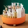 1pc 360 Degree Rotating Cosmetic Storage Box, Large Capacity Makeup Organizer, Plastic Round Skin Care Products Display Case 5