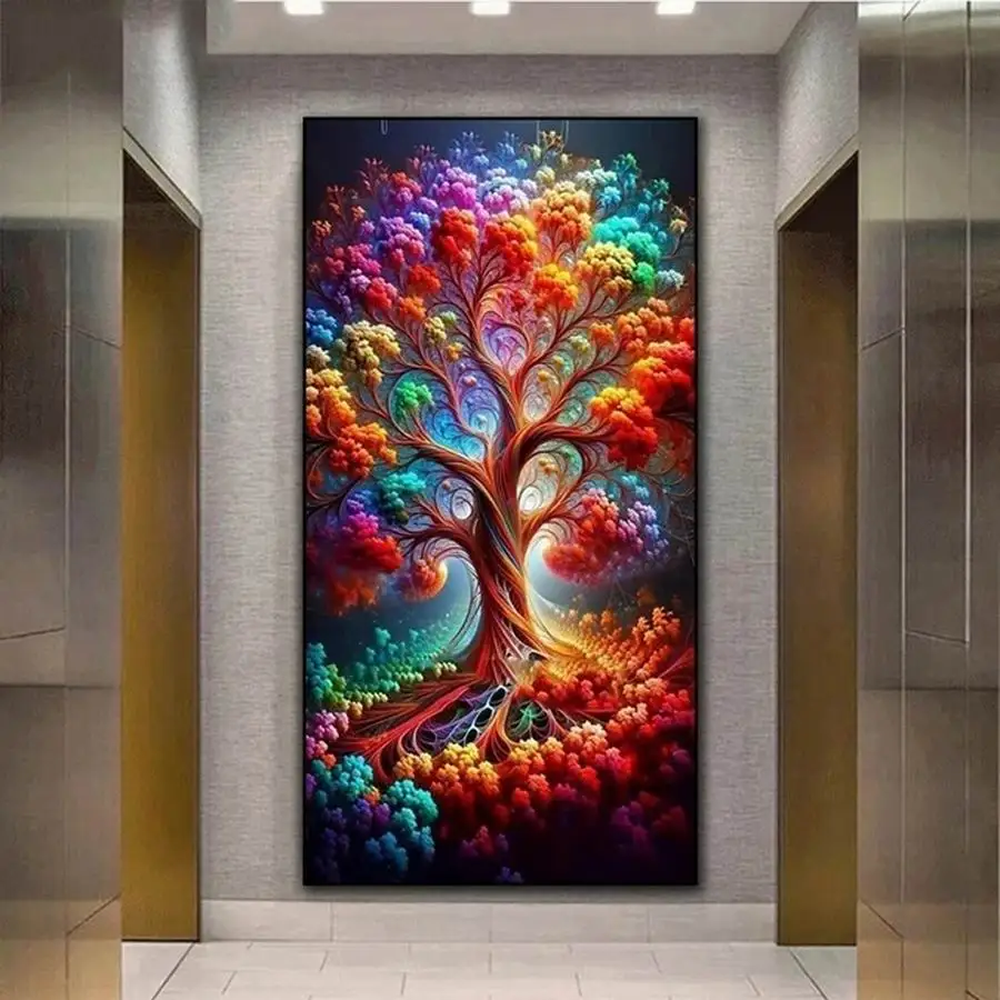 

Life Tree Diamond Painting New Arrival Large Size Colorful Tree Scenery Diy Full Mosaic Embroidery Landscape Picture Wall Decor