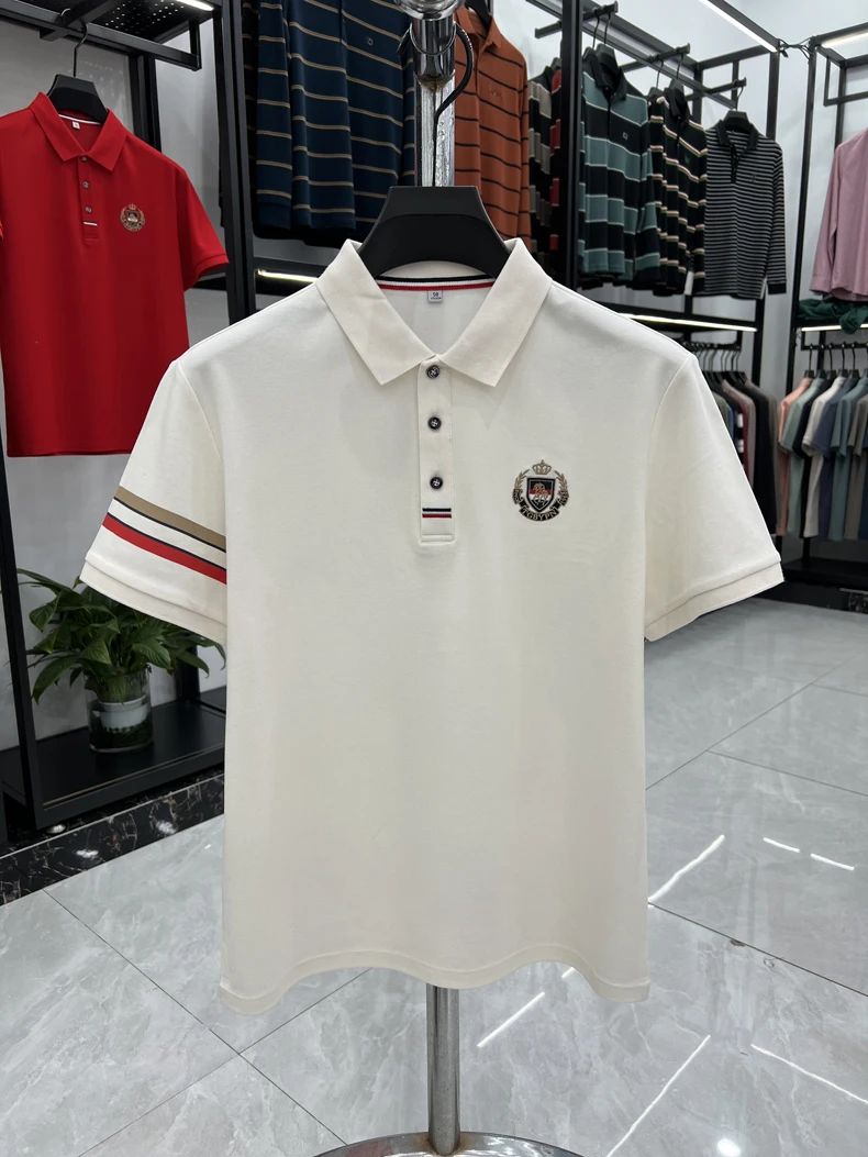 High end brand men's short sleeved polo shirt with classic stripe design top summer fashion embroidery breathable casual T-shirt 19 S1fdbc39c82b042cbbc73d74e83487bc9R