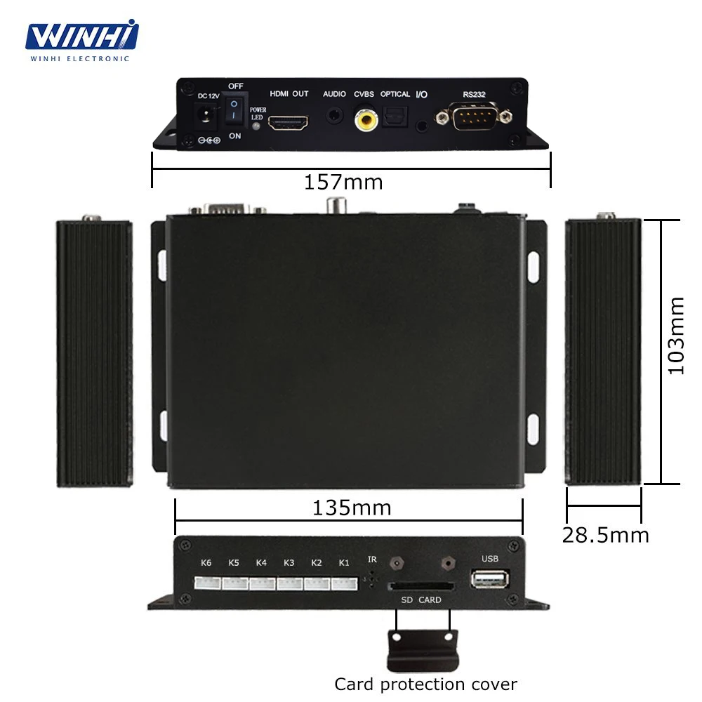 HD-MI RS232 Optical Button Control 4K Digital Signage Advertising Display Media Player Box Commodity Audio And Video Promotion