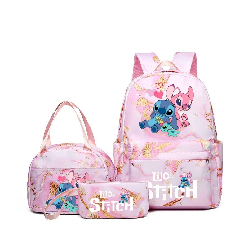 3Pcs Lilo & Stitch Anime Print Backpack Set, With Tote and Pouch, Large Capacity Lightweight And Breathable Outdoor Knapsack 3