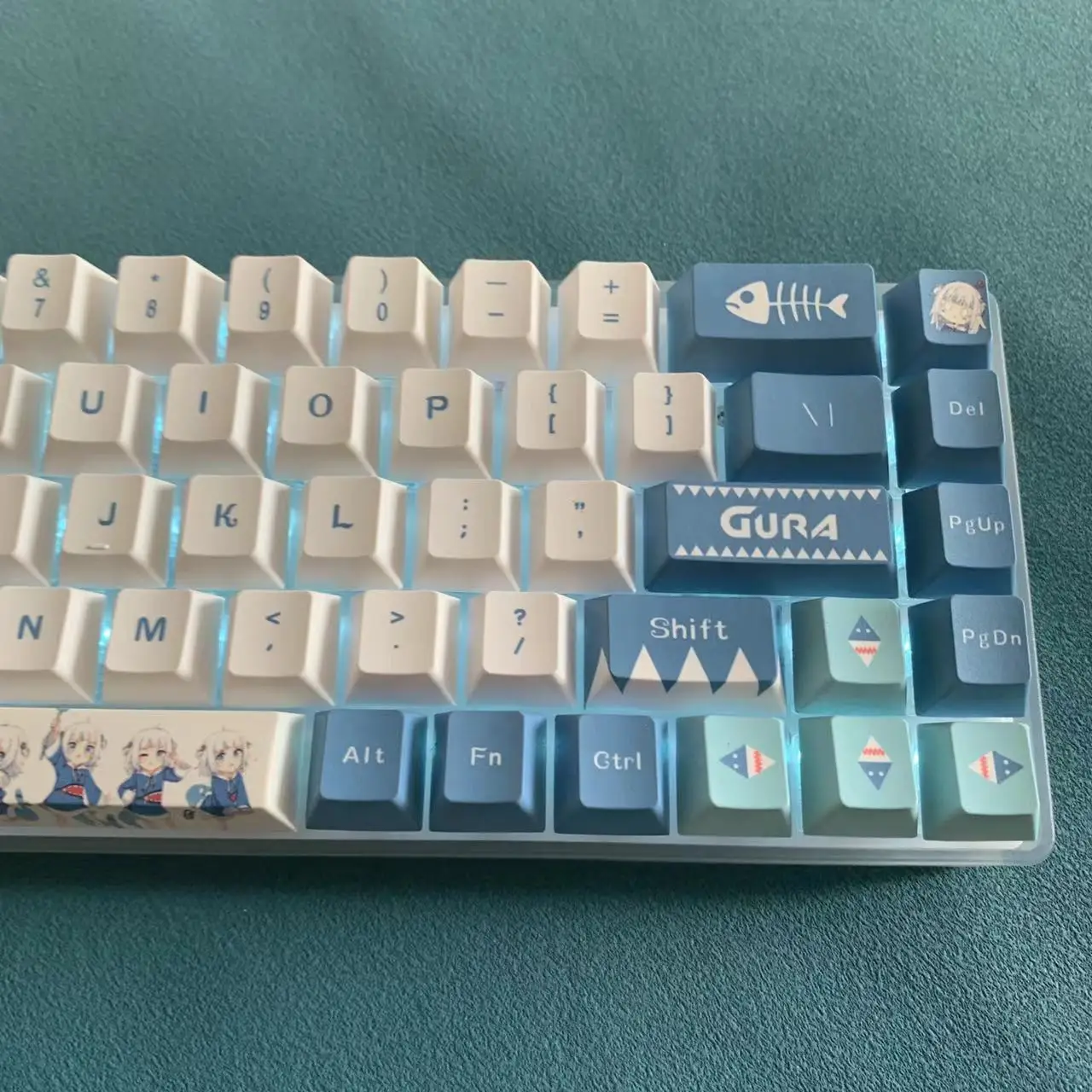 Hololive Vtuber Gawr Gura 132 Key Cover Pbt Dye Sublimação Cherry mx Cruz Eixo Chave Keycap para Teclado Mecânico Presente do Jogo - Imagem 2