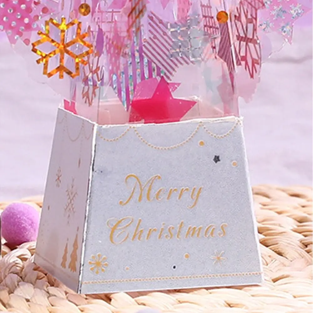 Foldable Christmas Crystal Greeting Card Paper Handmade 3D Gift Card Wishing Elegant Message Merry Christmas Decorations