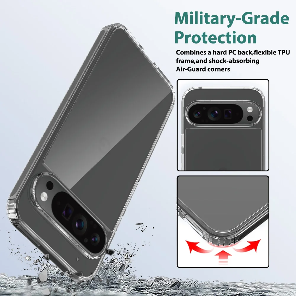 Premium Shockproof Crystal Clear Phone Case - Heavy Duty TPU/PC Protective Shell