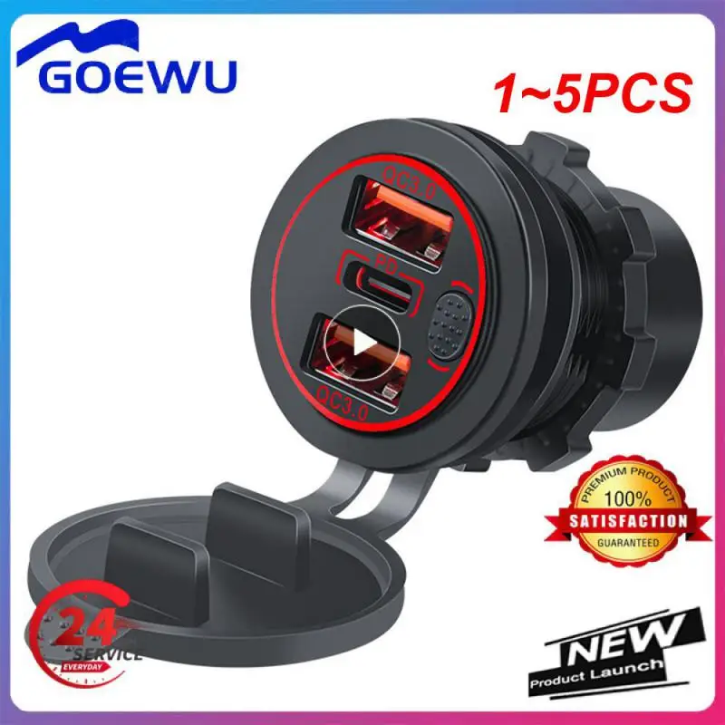 

1~5PCS Car Charger 3-port USB QC3.0 Fast Charging Cigarette lighter with Touch Switch Socket for Car Motorcycle Boat Marine RV