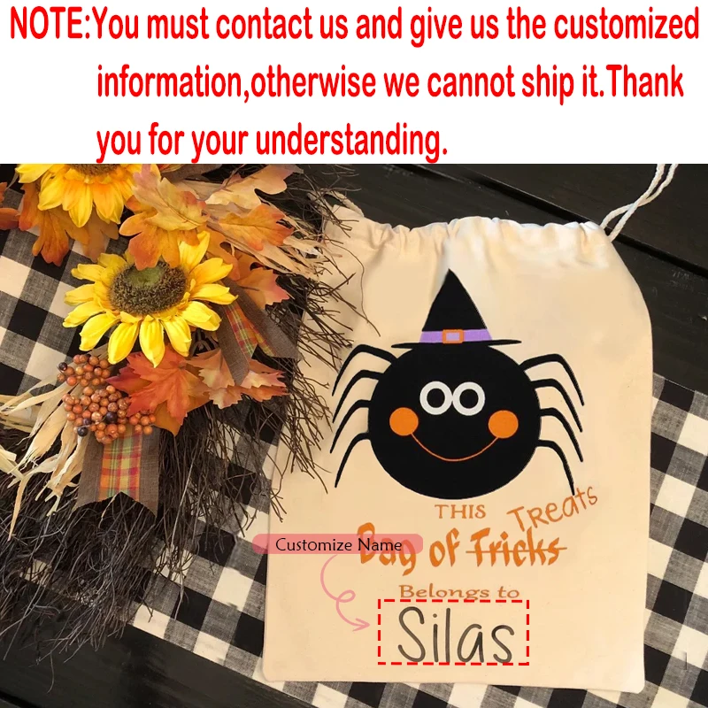 Personalisierte Name Halloween Kürbis Fledermäuse Kordelzug Geschenktüten Süßes oder Saures Lustige Süßigkeiten Säcke Festival Party Dekoration Zubehör – Detail 6