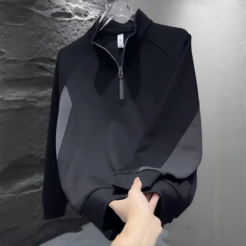 Men's Autumn Half-Zipper Polo Sweatshirt Stand-up Collar Pullover