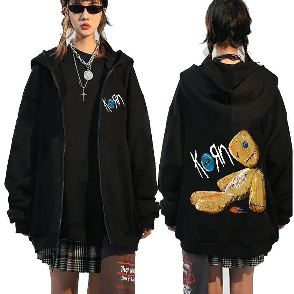 Korn Issues Rock Band New Black Zipper Hoodie Metal Gothic