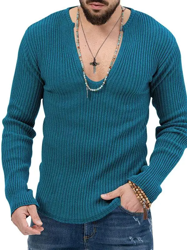 

Trendy Autumn Knitted Men's Oversized Long Sleeved Shirt
