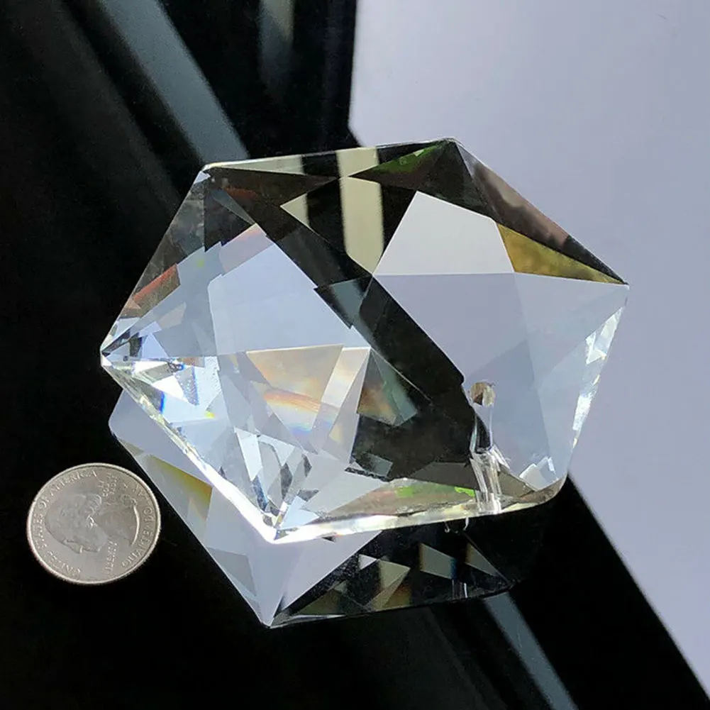 100mm Hexagram Crystal Chandelier Glass Prisms Pendant Hanging Decoration Gift 