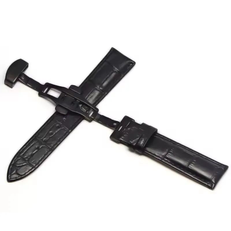 Premium Genuine Leather Watchband with Steel Pin and Butterfly Buckle