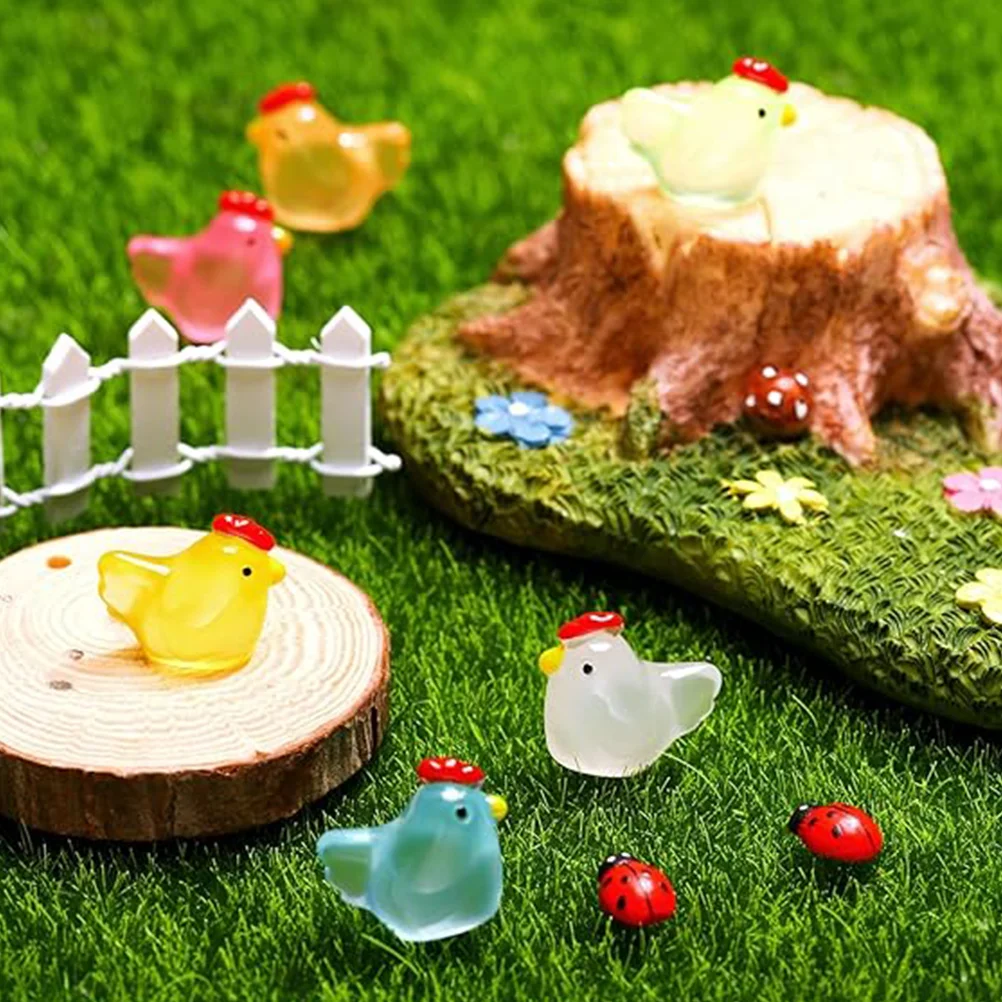 

Tiny Chicken Statues Figurines Mini Resin Craft Miniature Miniatures Adorn Car Decor