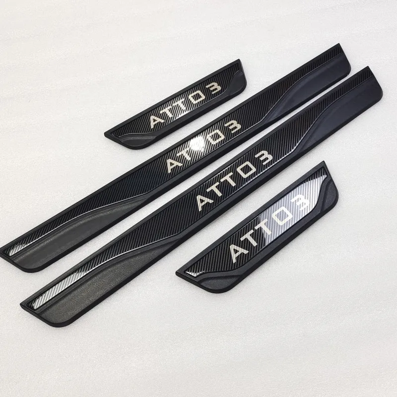 4pcs Welcome Pedal Car Scuff Plate Pedal Door Sill Pathway For BYD ATTO 3 Atto 3 car styling Auto Parts Accessories car door sill scuff plate