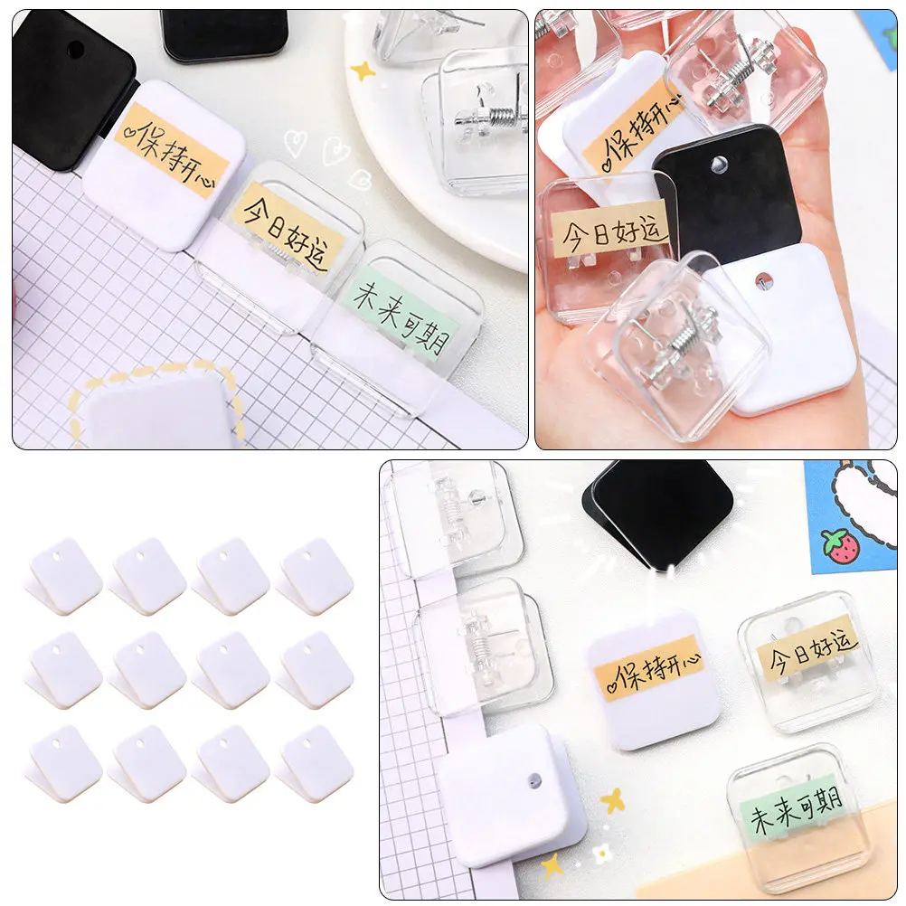 프리미엄 플라스틱으로 제작된 12개의 사각형 파일 클립 사무실, 가정, 학교, 청구서 관리용 다목적 종이 클램프