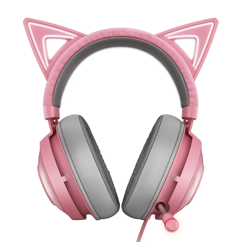 

Cat Ears earphone USB Interface Active Noise Reduction Microphone Headset Kitty Gaming Headset THX 7.1 Surround Sound Headphone