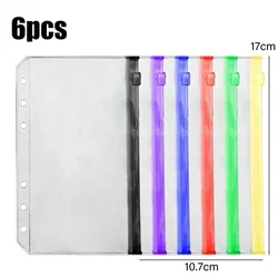 Waterproof A6 Binder Pockets - PVC Cash Budget Envelopes with Zipper for Notebooks and Planners (2/6/12 Pack) (6Pcs Colorful)