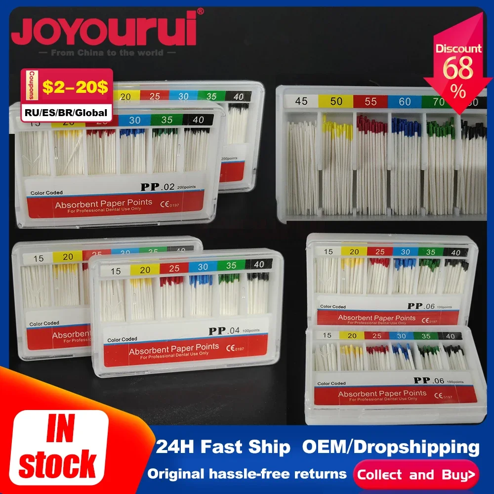 

1Box Absorbent Paper Point Tooth Root Cotton Fiber Tips Dentist Products Dental Materi #15-40 F1 F2 Odontológico Para Dentista