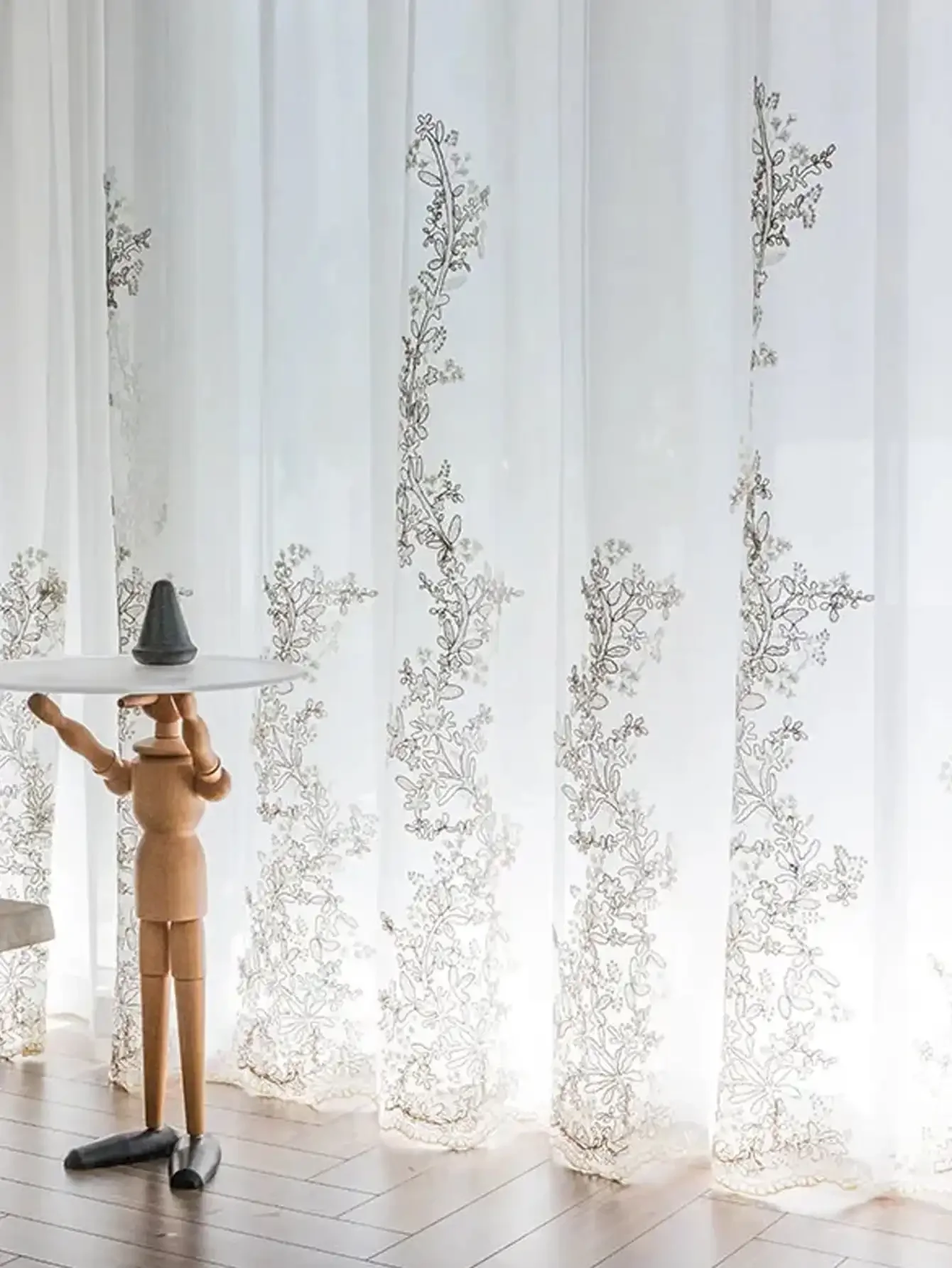 Embroidered Beautiful Princess Gauze Curtain 1PC  Curtains for Bedroom  Curtains for Living Room 4