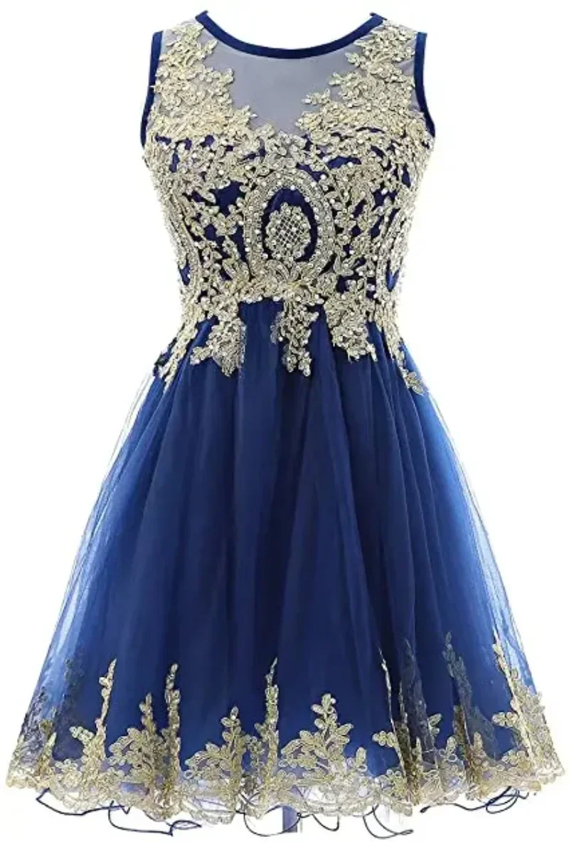 

simple elegant sleeveless slim fit prom dress New Sweet O-neck exquisite floral Appliques Homecoming Party vestidos tiered gown