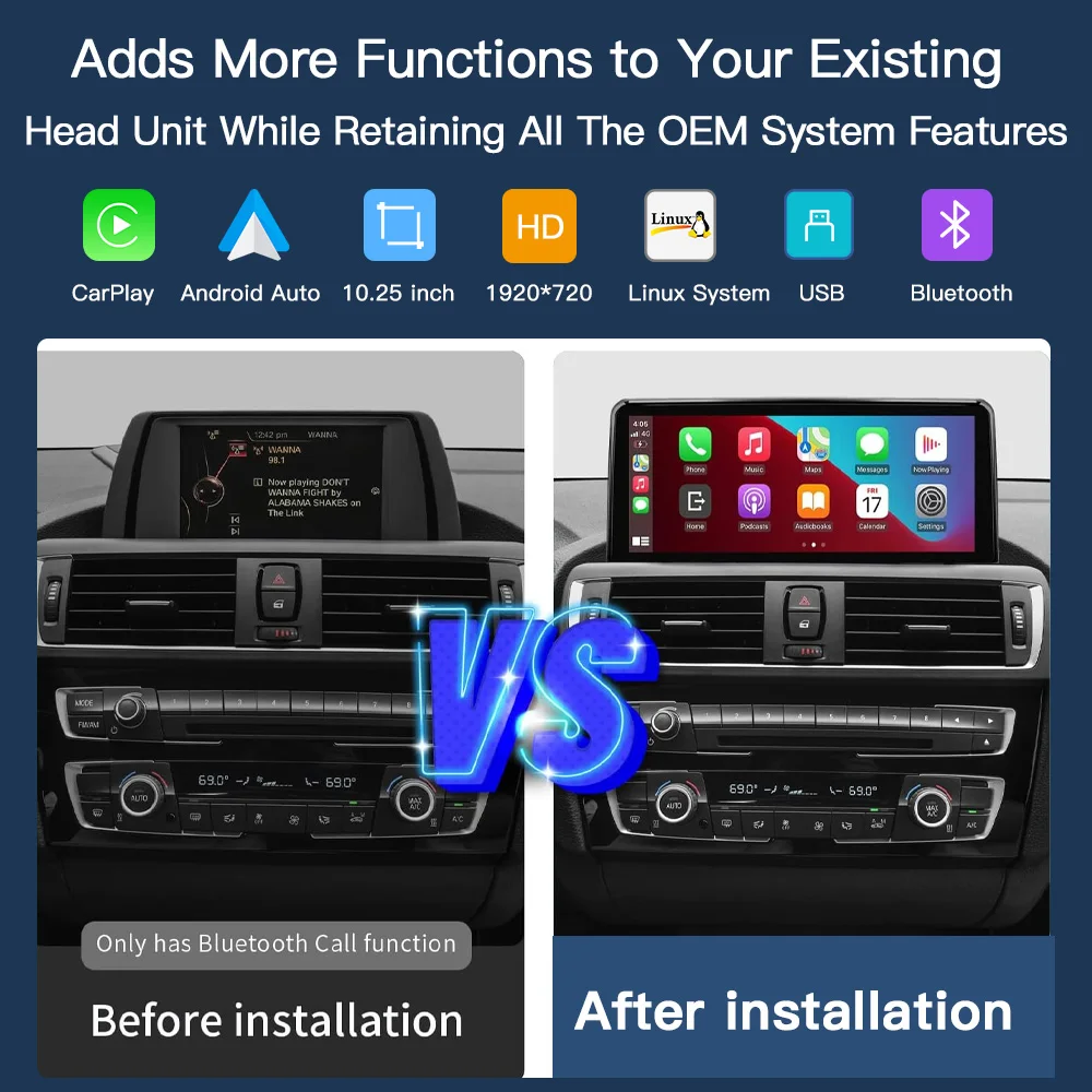 Wireless Carplay Android Auto Car monitor Multimediale per BMW1 2 3 4 5 Serie F10/F11/F20/F21/F30/F31/F32/F33/F34/F36 NBT Sistema - Image 3