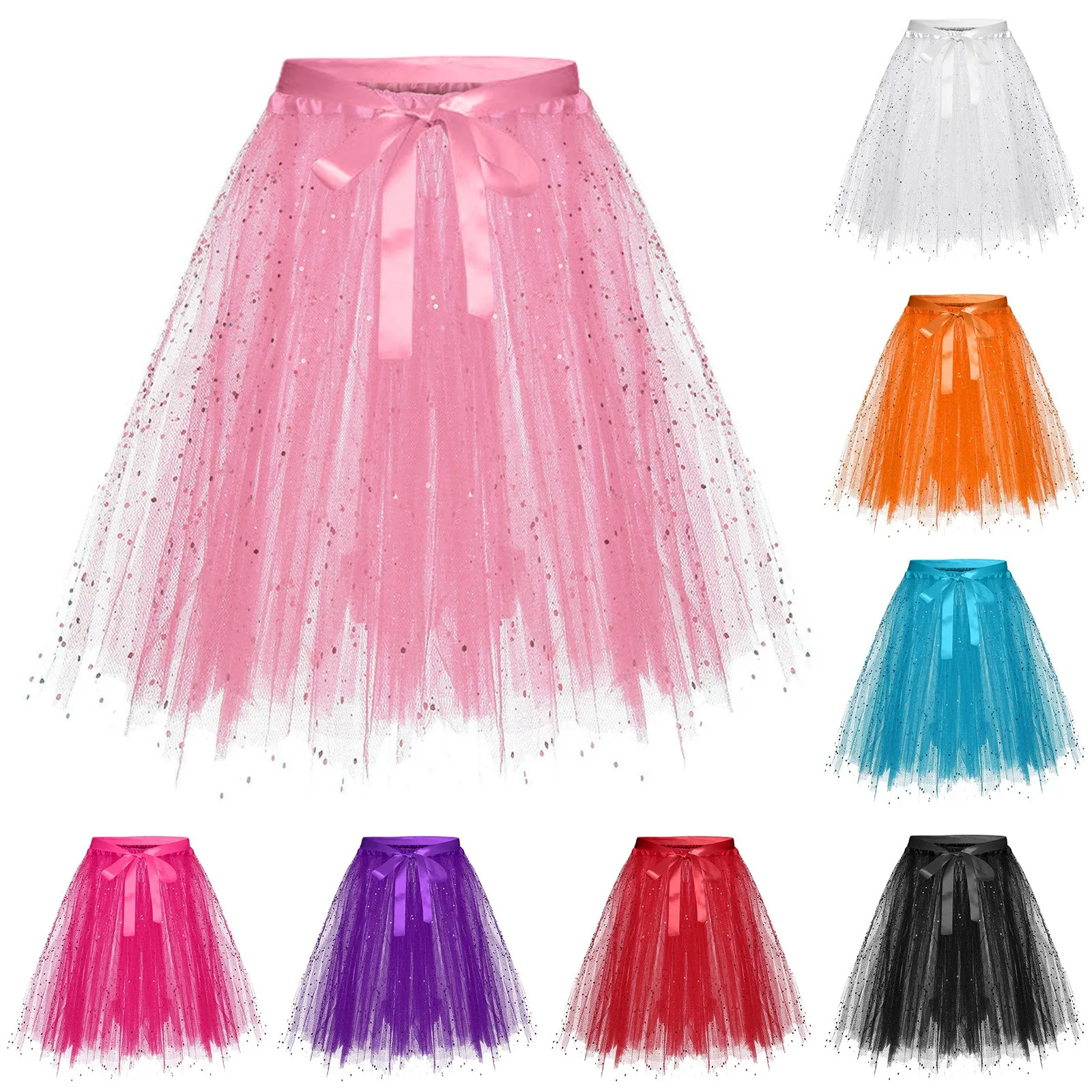 Gonna Donna Tutu Gonfio-Gonna Ball-Gown Arcobaleno Minigonne Dancewear Muti-Colors Estate Sottoveste Fata Lolita Tulle Elastico