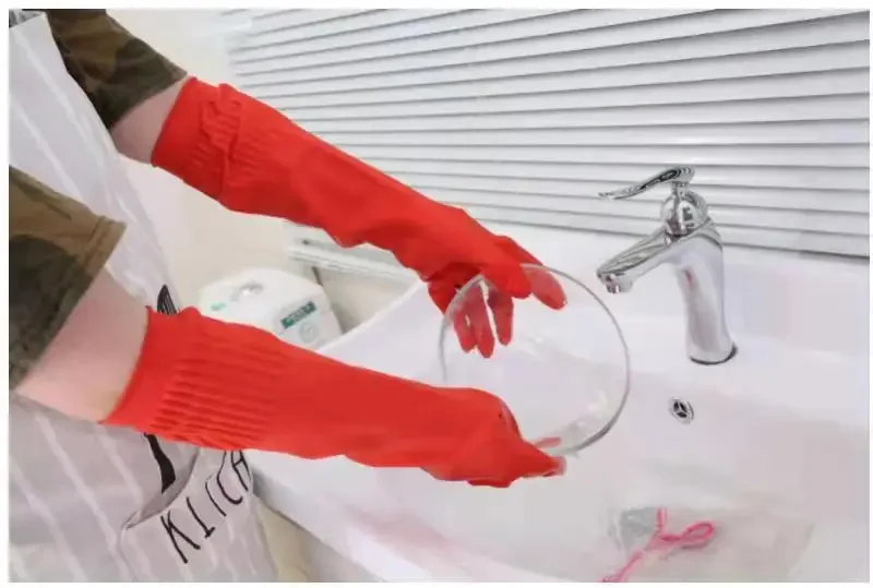 Kitchen Thick Extra Long Heavy Duty Rubber Gloves Thick Waterproof Car Washing Gloves Chemical Resistant Acid Oil Resistant