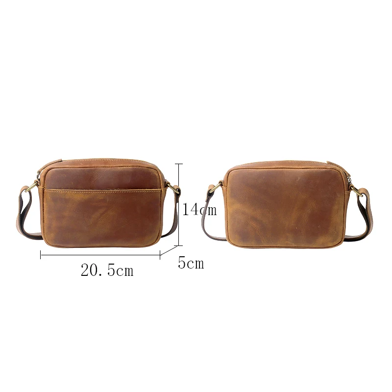 Genuine Leather Mini Messenger Bag Travel Crossbody Bag for Men Cell Phone Purse Trave Satchel Shoulder Bags