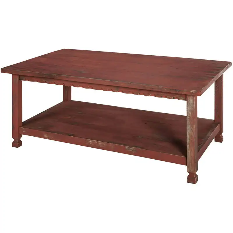 

42"L Coffee Table, Red Antique