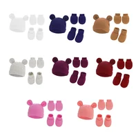 Cute Baby Hat Newborn Bonnet Gloves Socks Set Beanie Hats Ear Shape New Born Gift Photography Props Infant Fashion Accessories 2