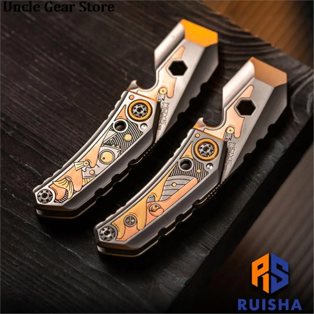 MOYEWORKS ONE BEAN Titanium Engraving EDC Bottle Opener Crowbar Outdoor