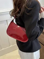 HOMEFIH PU Leather Handbag Solid Color Cherry Pendant Casual Shoulder Bag Versatile Fashion Commuting Bag for Girls Underarm Bag 5