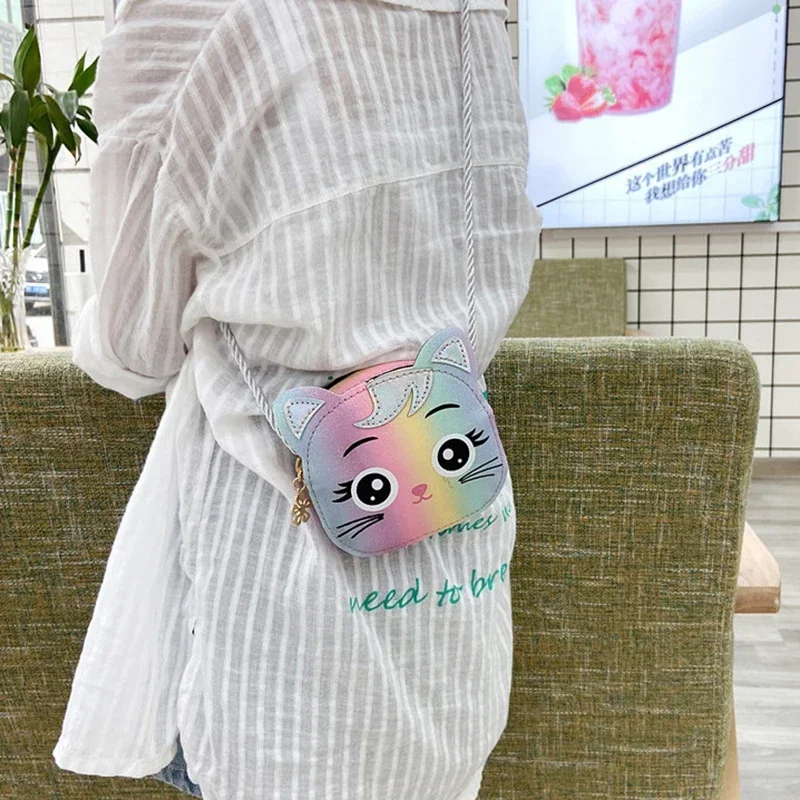 Mini Crossbody Bag for Children Cute Cartoon Cat Baby Girls Shoulder Bags PU Leather Boys Kids Small Coin Purse Handbags Wallet 6