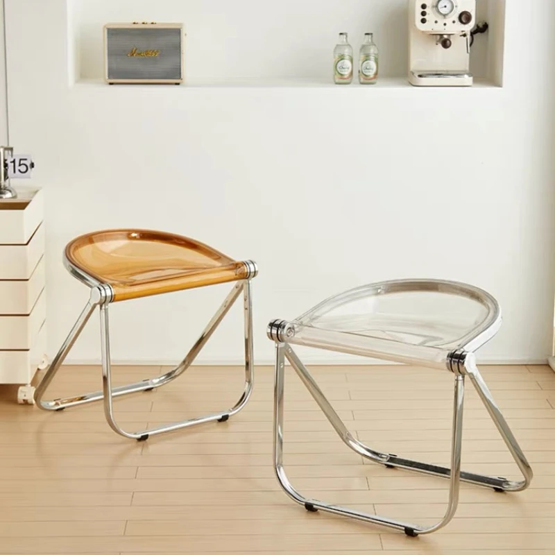 Simple dining chair household transparent mid-ancient furniture folding stool ins chair acrylic stool plastic crystal chair