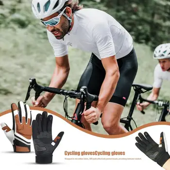 Winter Thermal Gloves Touchscreen Motorcycle Gloves For Men Full Finger Biker Cycling With Anti-Slip Reflective Leather Gloves 4