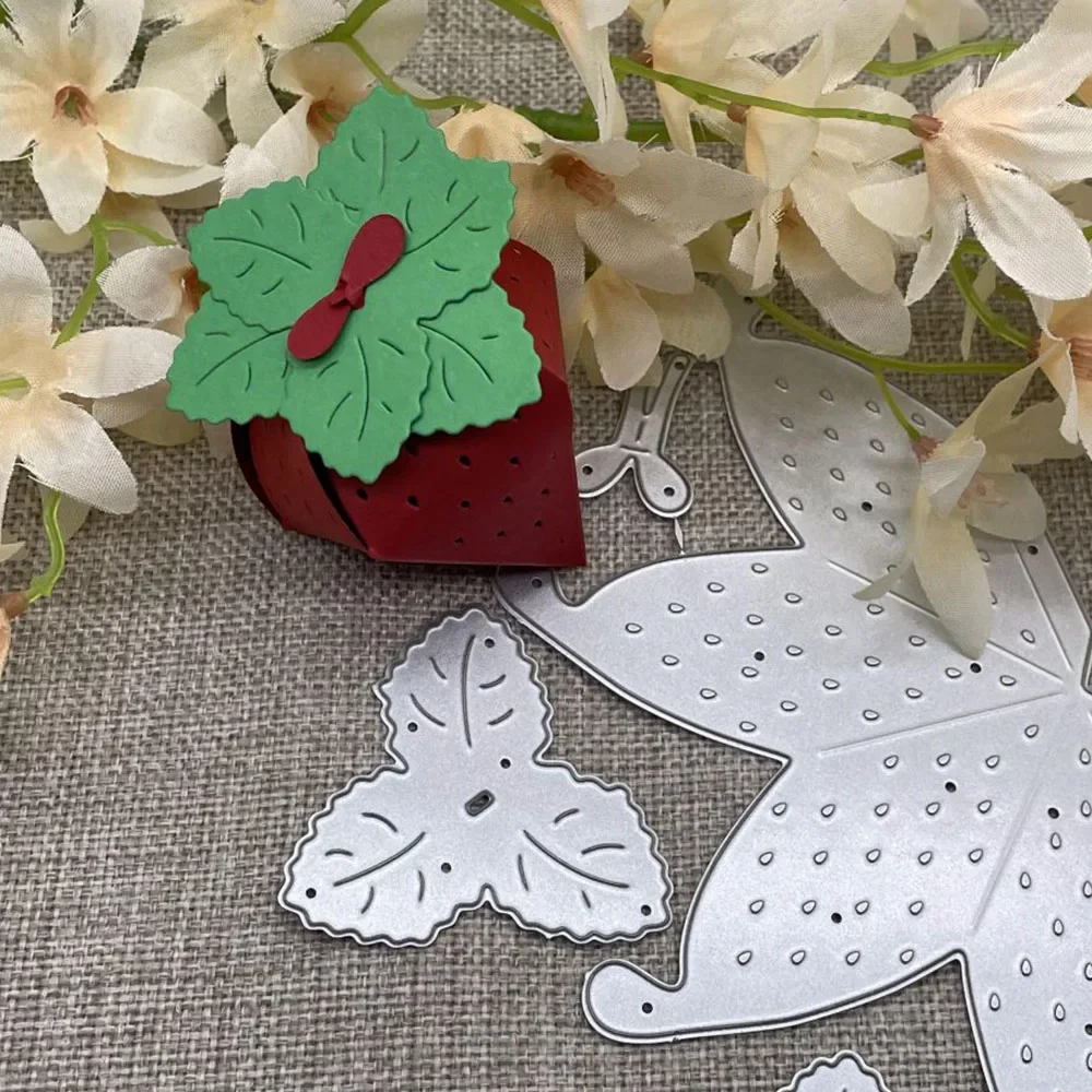 3D faltbare Erdbeerbox Metall-Stanzformen Schablonen für DIY Scrapbooking Dekorative Handarbeit Stanzschablone Form