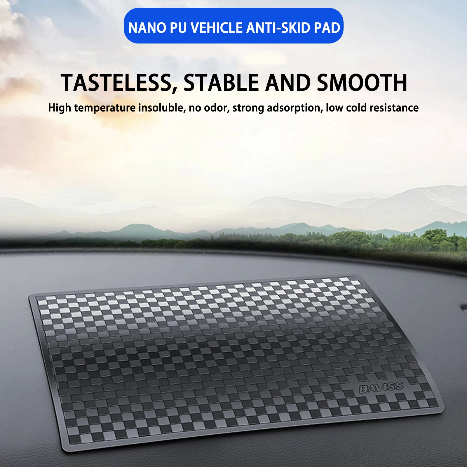 

Black Super Sticky Anti-slip Car Mat Car Dashboard Pad PU Nano Mat High Temperature Resistant Phone Holder Styling Interior