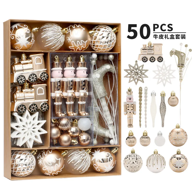 

50pcs 6mm Christmas Ball Christmas Tree Balls Xmas Decor Holiday Party Decoration Gold Pink Champagne Gold New Year Gift