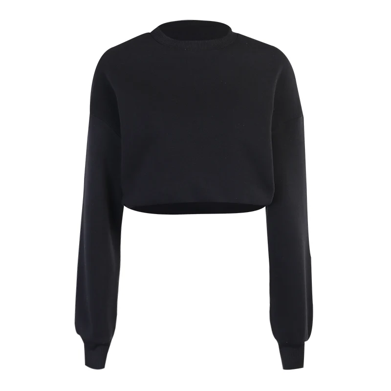 2023 New Sports Shirt Long-sleeved O-neck Cotton Pullover Crop Top Casual Loose Autumn Sweatshirt Ladies Sportswear Streetwear