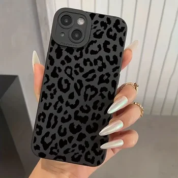 Black Print Leopard Graphic Phone Case For iPhone 17 16 15 14 13 12 11 Pro Max XS XR 7 8 Plus 16E Shockproof Soft Silicone Cover 1