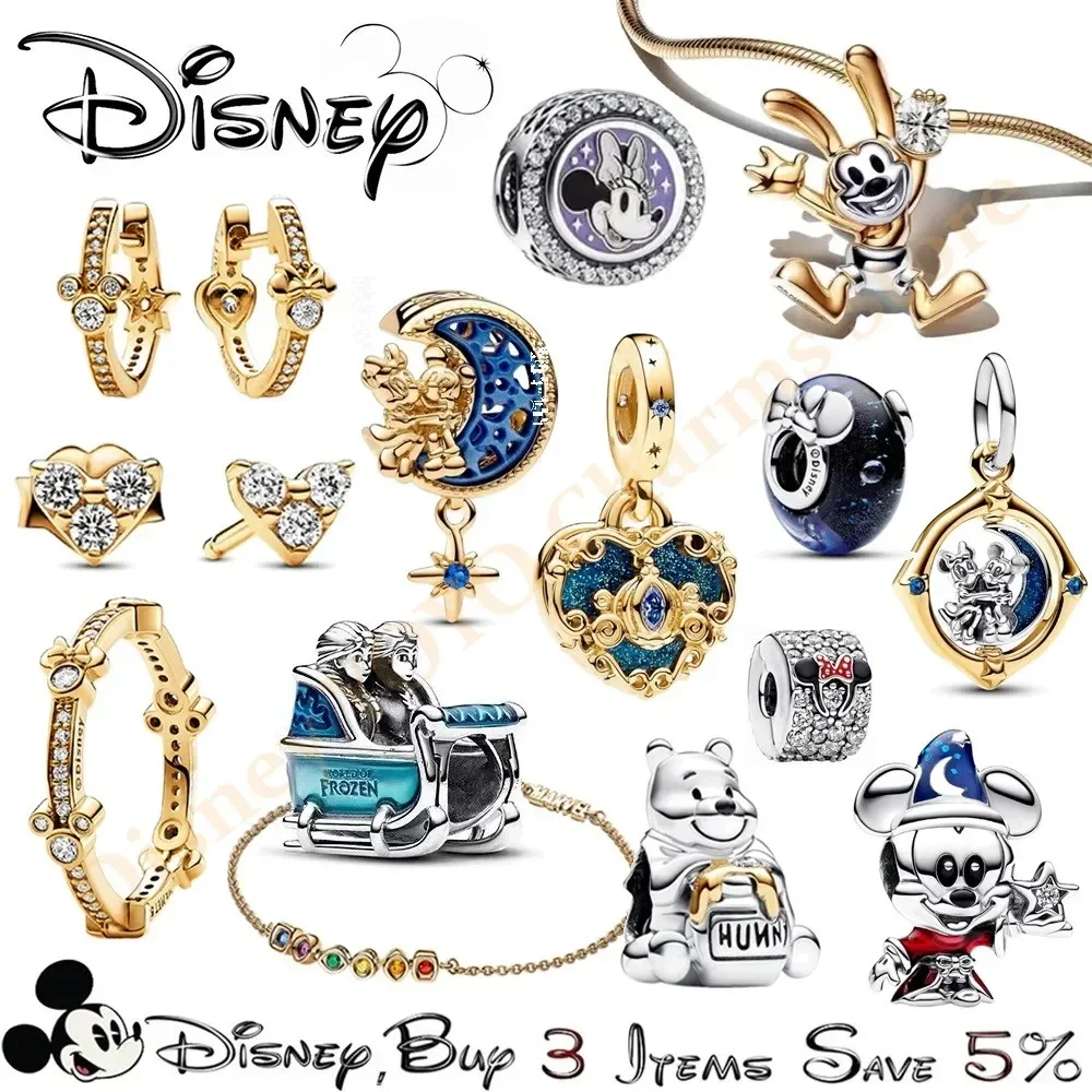 

Серебряные серьги 925 пробы HEROCROSS Disney парки Эльза и Анна Замороженные Микки серьги на юбилей Винни Пух Подвеска подходит для браслета Pandora