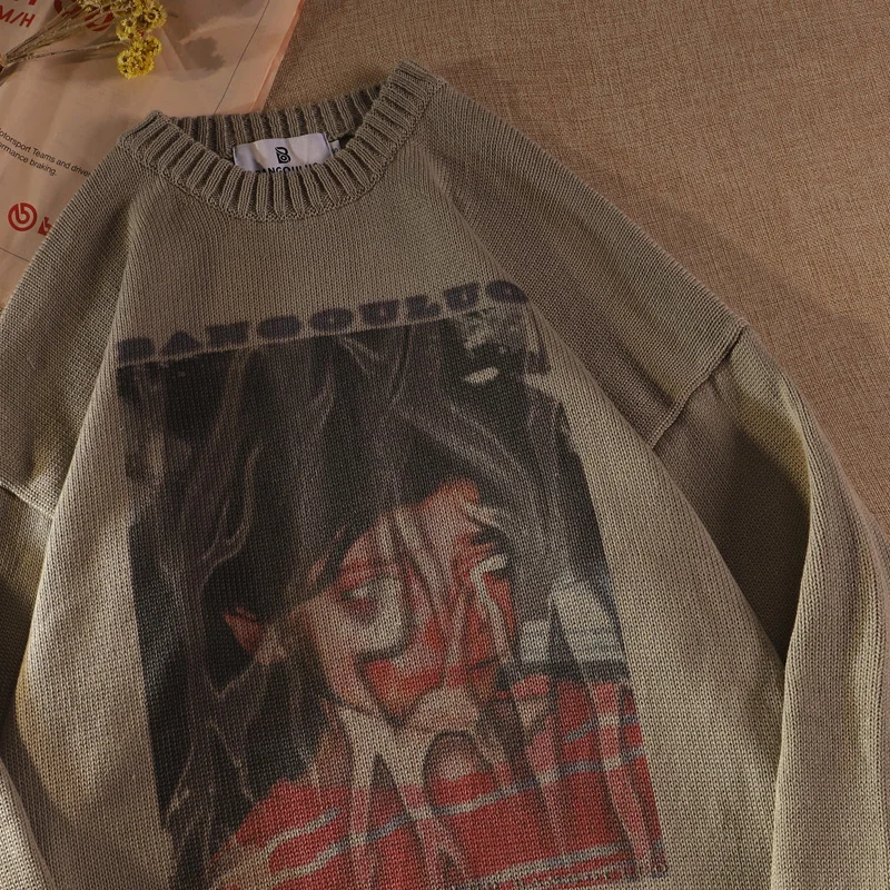 

2021 Women's Knitted goth Y2K sweater pullovers ladies winter loose sweater female grunge clothing women Jumper ins
