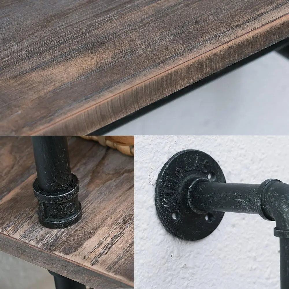 Industrial Pipe Shelf Bathroom Shelves Wall Mounted Rustic Wood Shelf with Towel Bar Farmhouse Towel Rack Over Toilet 5